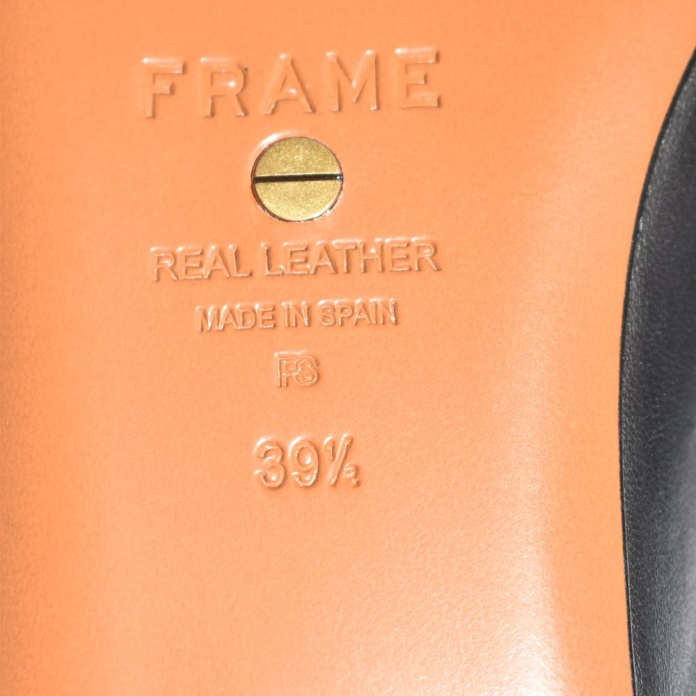 FRAME LE TOWN SQUARE-TOE LEATHER MULES BLACK LEATHER SLIDE SHOES 39.5 - Picture 7 of 7